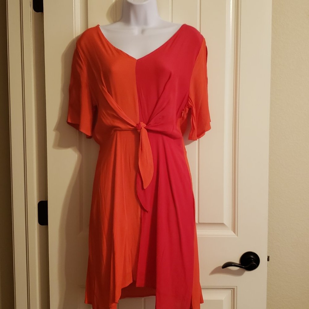 Skies Are Blue Red/Pink Tie Dress NWT - Picture 1 of 6